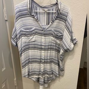 striped, flowy button down shirt